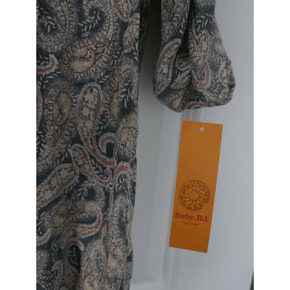 Ruby Rd V-neck 3/4 Sleeve button down shirt M #1683-B4 - Picture 2 of 9